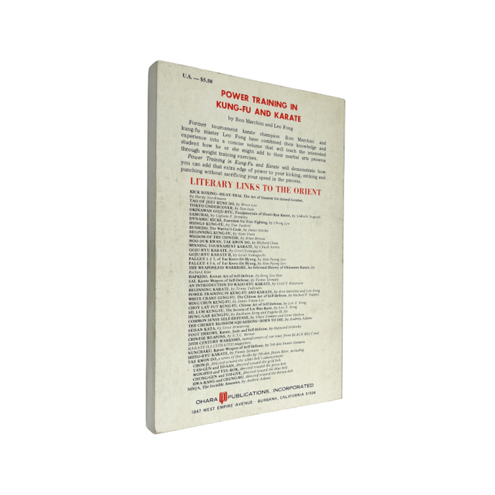 Power Training in Kung-Fu and Karate: Supplementary Exercises for Developing Explosive Power for Championship Form by Ron Marchini & Leo Fong
