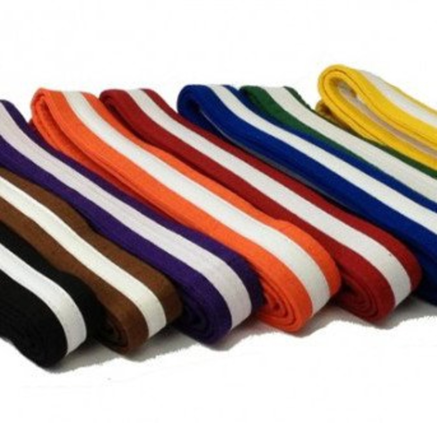 White Stripe Belts for Karate, Jiu Jitsu and Kickboxing Enso Martial
