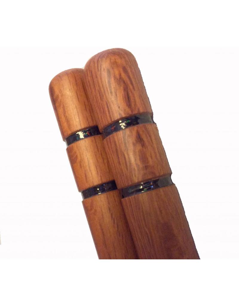 Wooden Nunchaku with two black grooves for excellent grip Enso