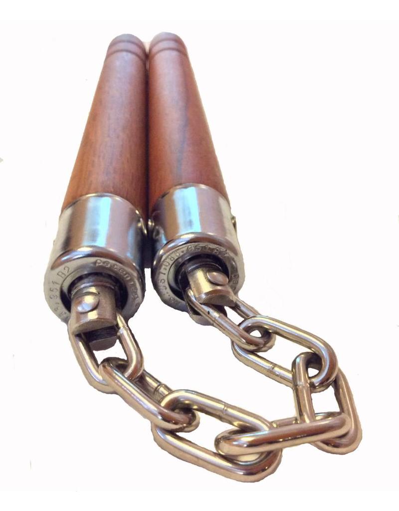 Wooden Nunchaku with two black grooves for excellent grip Enso