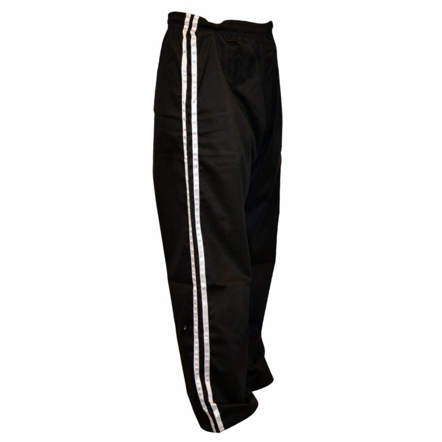 black kickboxing trousers cotton white stripes