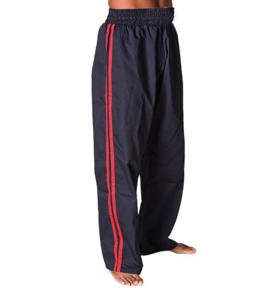 Black Kickboxing Trousers Cotton with Red Stripes - Enso Martial Arts ...