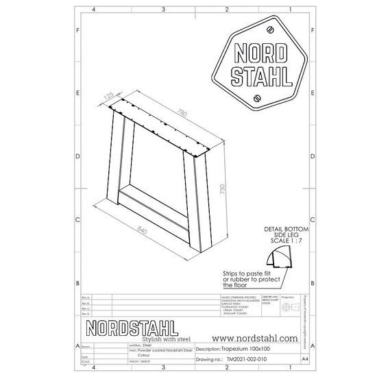 Nordstahl Industrieel tafelonderstel Trapezium leg Heavy