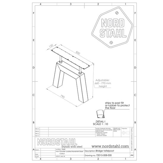 Nordstahl Industrieel tafelonderstel Bridge leg