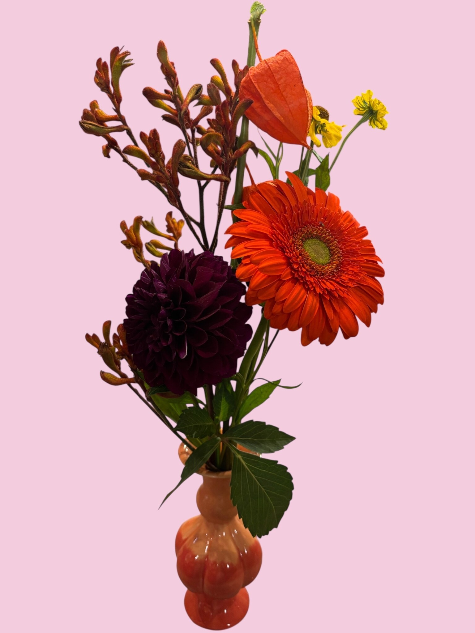 Lief bedankt vaasje gevuld met veldbloemen