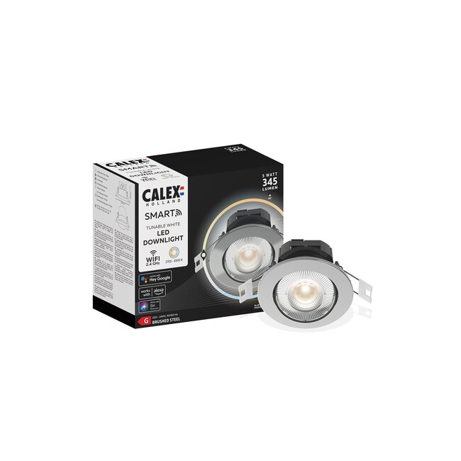 Calex Smart Downlight LED-Lampe - Metallisch - CCT - 5W - 345lm - 2700-6500K