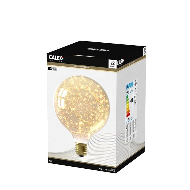 CALEX STARS LED Lampe Globe G125 Gold SMD 220-240V 1.5W 50Lm 300K E27  Non dimmable