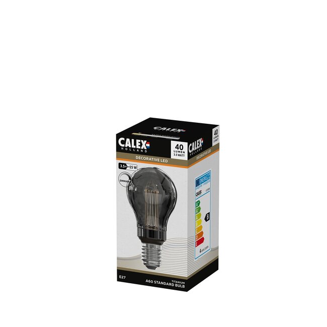 Calex LED Glasfiber A60 220-240V 3.5W 40LM 2000K Titanium E27 dimmable