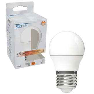 LED's light DimToWarm LED Lamp E27 - Frosted - Dimmable to extra warm white - 5W (40W) - G45 Ball