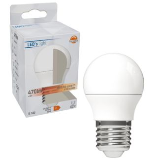 LED's light DimToWarm LED Lamp E27 - Opaal - Dimbaar naar extra warm wit - 5W (40W) - G45 Kogel