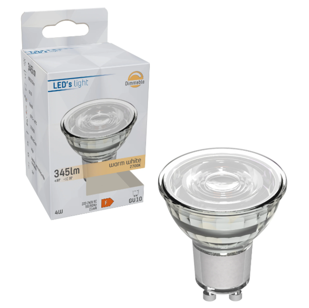 ProDim LED GU10 Spot - Clair - Lumière blanche chaude à gradation - 4W -  ET48.com