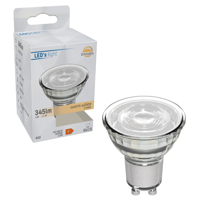 ProDim LED GU10 Spot - Clair - Lumière blanche chaude à gradation - 4W remplace 50W