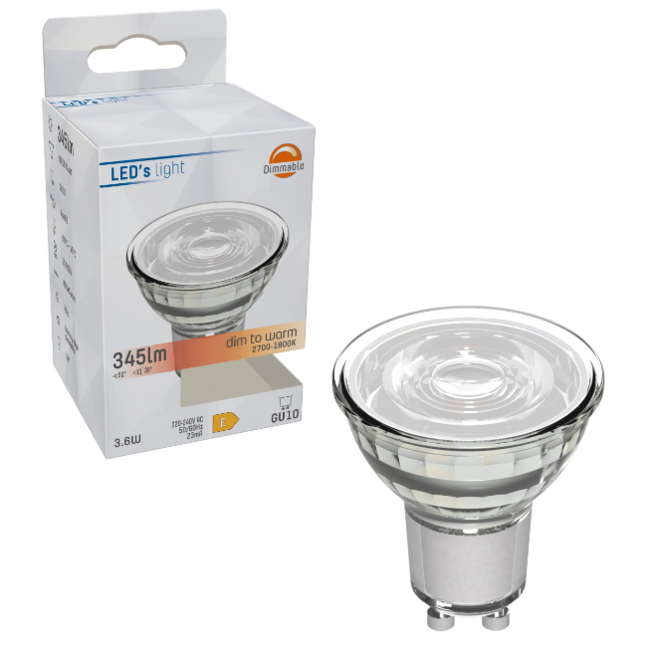 DimToWarm LED GU10 Spot - Clair - Gradable en lumière blanche extra chaude - 6.7W (80W)