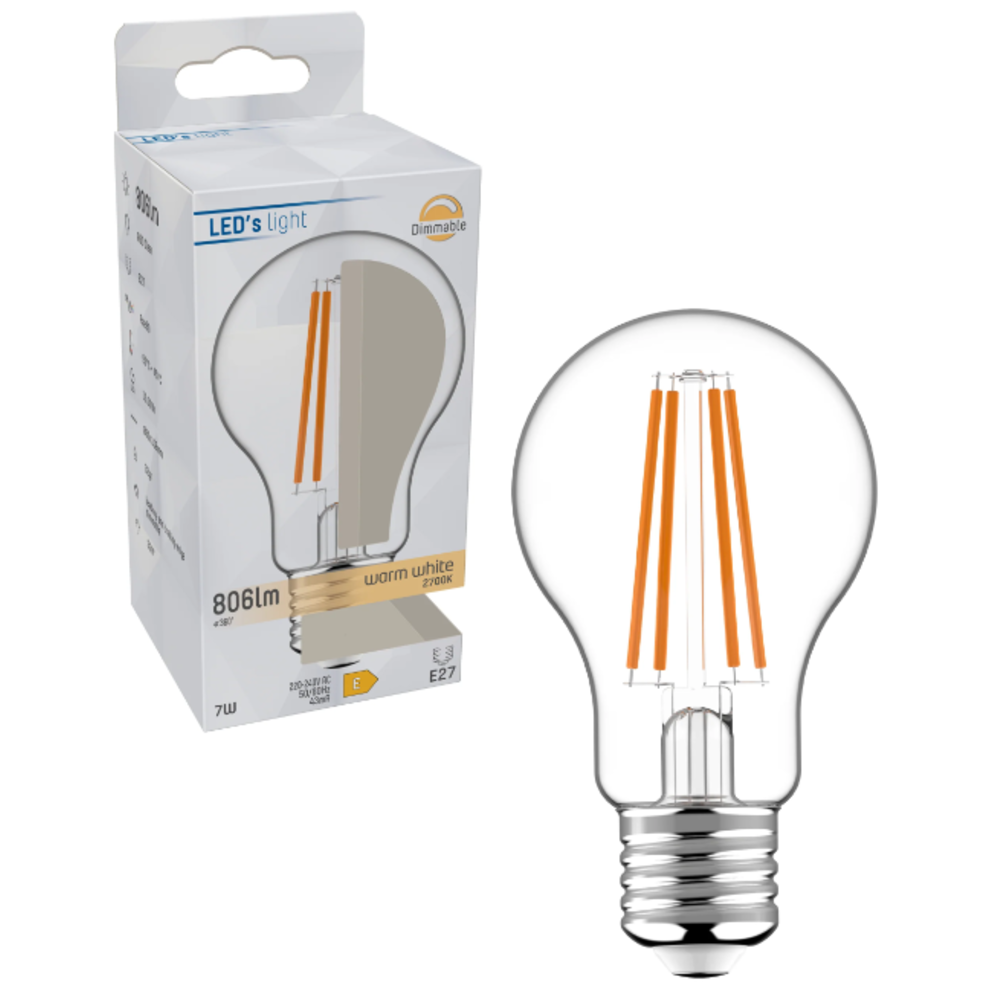 LED's light ProDim LED Filament Lamp E27 Clear Dimmable warm white
