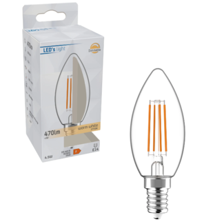 LED's light ProDim LED Lampe à bougie à filament E14 - Transparente - Lumière blanche chaude graduable - 4.5W (40W)