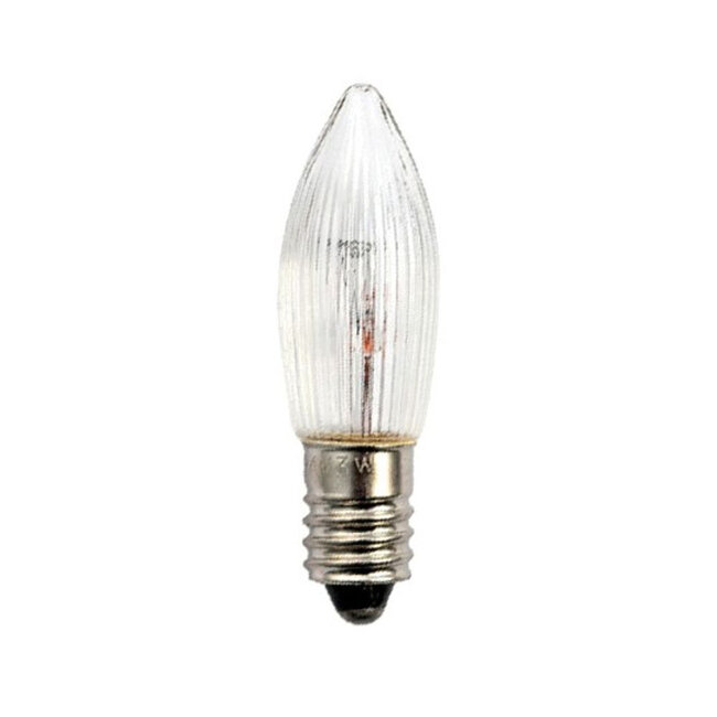Lampe bougie de Noël striée en clair E10 3 Watt version 34 Volt