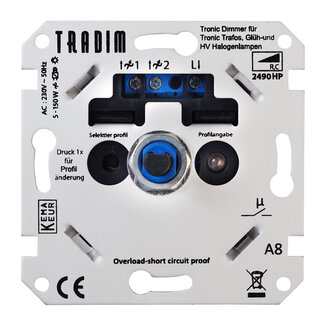 Tradim 2490HP LED Wall Dimmer with 8 Dimming Profiles | 5-150W