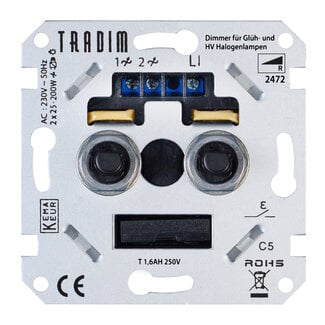 Tradim 2472 Triac Duo Muurdimmer | 2x 25-200W