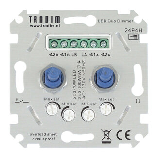 Tradim 2494H LED Duo Unterputz Dimmer | 2x 3-100W