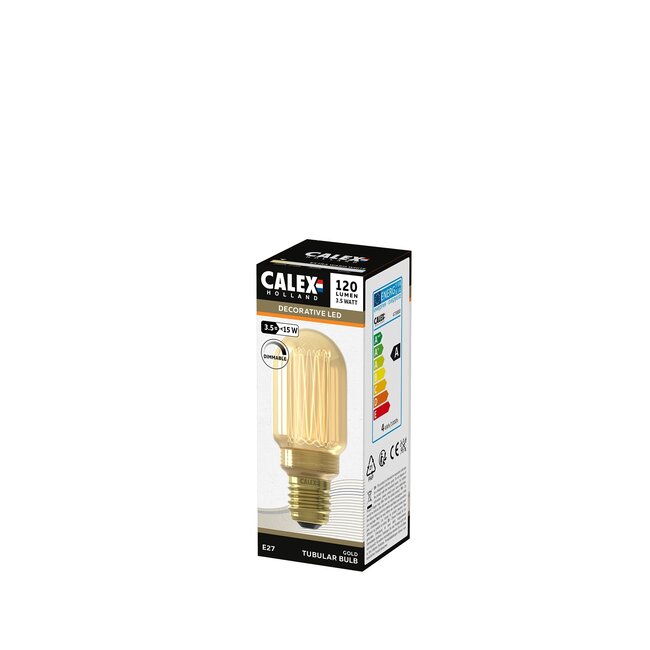 Calex LED Glass Fiber Tubular Lamp T45 Gold SMD 220-240V 3,5W 120lm E27 1800K