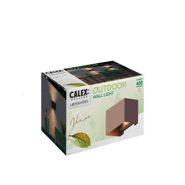 Calex Outdoor Muur Lamp - Rechthoek - Roest 7W