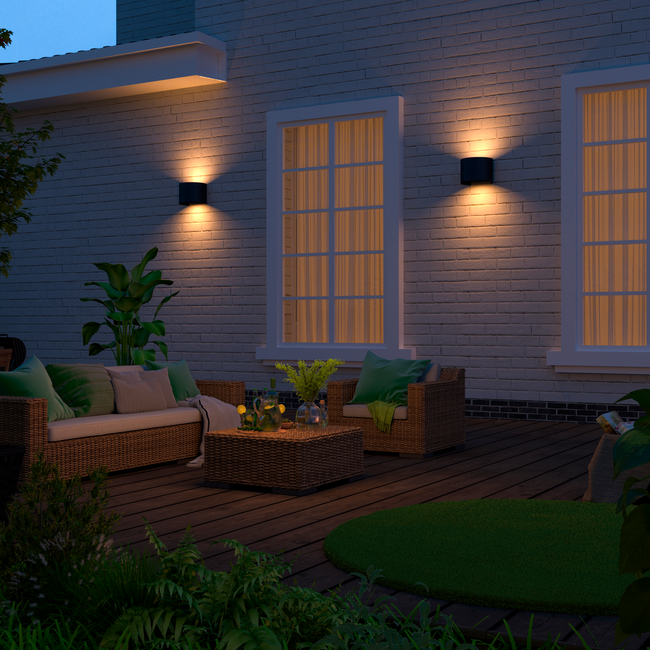 Calex LED-Wandleuchte Ovaal - Up & Down - Zwart - Warmes Weißlicht - 7W