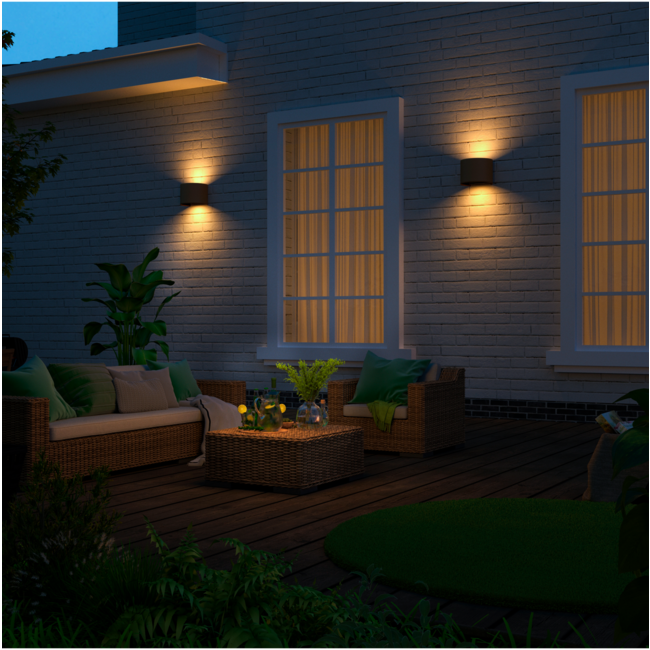 Calex LED Wall Light Oval - Up & Down - Rouiller - Lumière blanc chaud - 7W - Copy