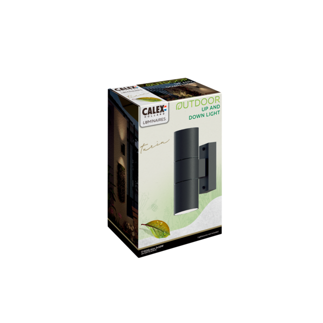 Applique LED Calex en acier inoxydable - Montée et descente - 2x GU10 - Noir