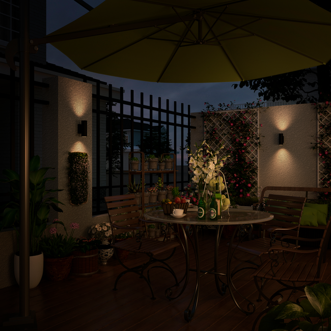 Applique LED Calex en acier inoxydable - Montée et descente - 2x GU10 - Noir