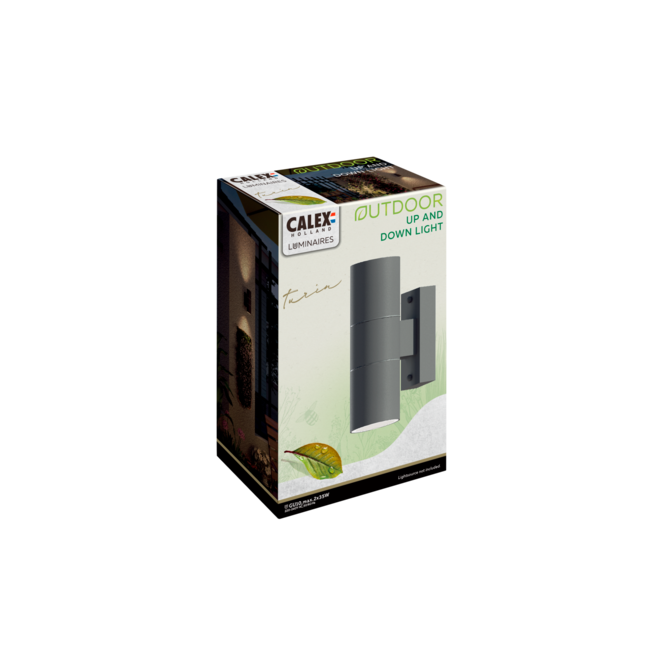 Applique LED Calex en acier inoxydable - Montée et descente - 2x GU10 - Anthracite