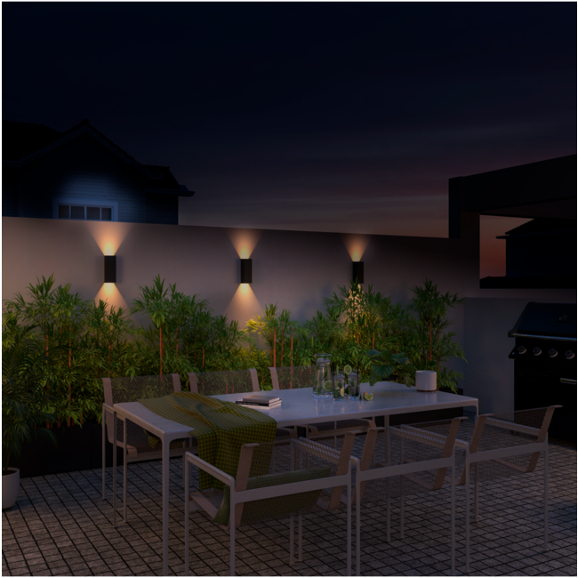 Calex LED Wall Light - Up & Down - Black - Warm White Light - 8W