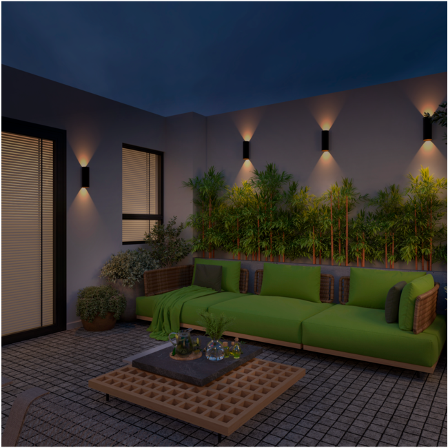 Calex Applique LED - Haut et Bas - Noir - Lumière blanc chaud - 8W