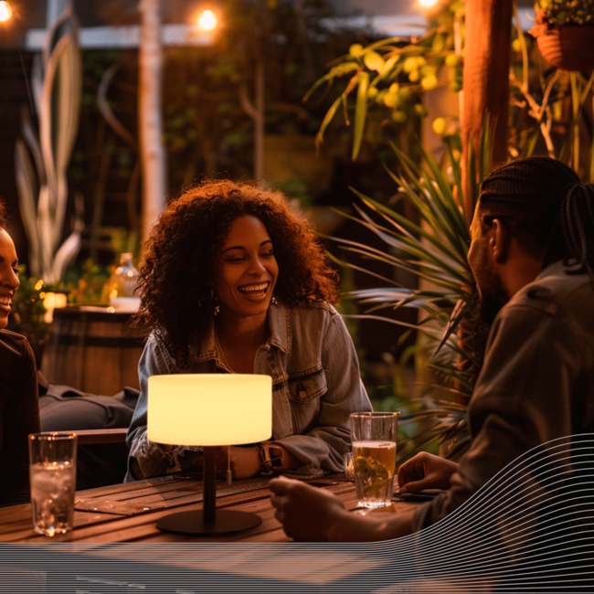 Calex Outdoor Table Lamp - Rechargeable/Solar - Black/White