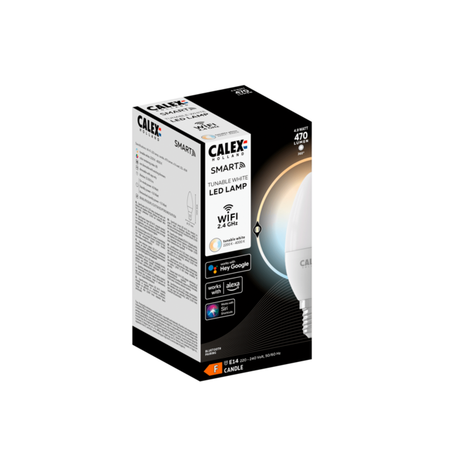 Calex Smart Kaars B35 Softline Straight filament 220-240V 4.9W 470lm 2200-4000K E14 Dimbaar met app