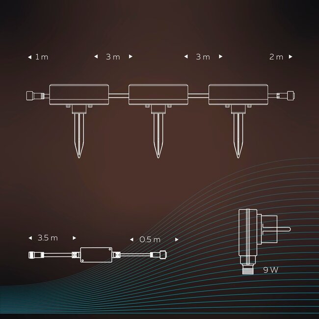 Calex smart outdoor set of 3 ground spots 24V