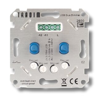 Tradim 2600 LED Duo Unterplatz Dimmer Einstiegsmodell | 2x 3-100W