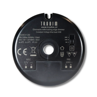 Tradim Tradim 230V Round LED Driver - 12V - 20W - LD20CV12D