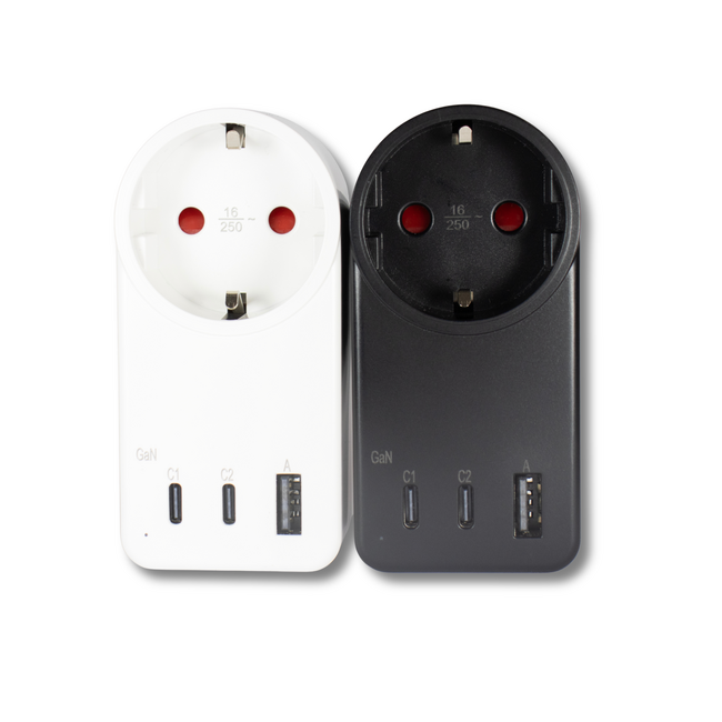 Tradim Triple Charge Elite 65W USB-C fast charger with 3 ports black or white