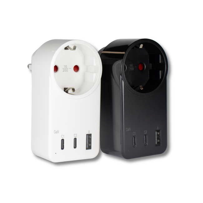 Tradim Triple Charge Elite 65W USB-C fast charger with 3 ports black or white