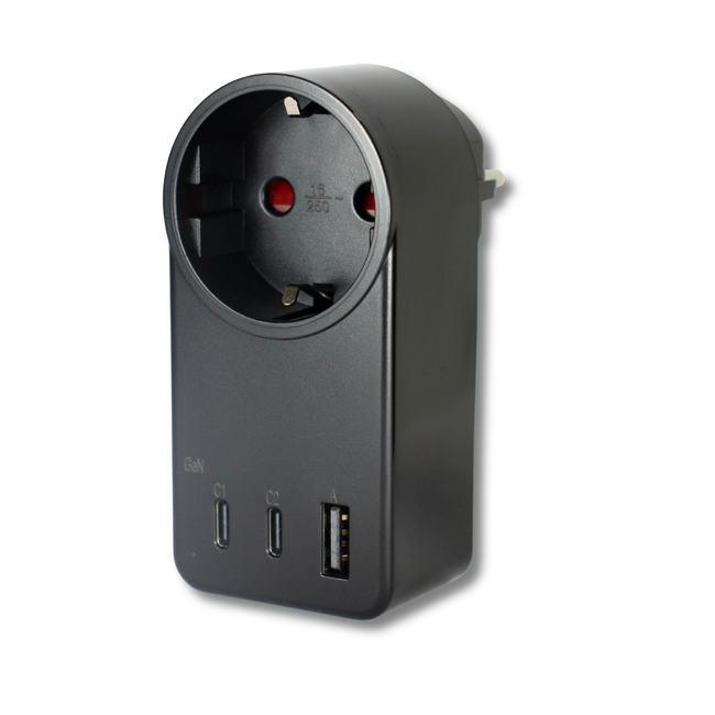 Tradim Triple Charge Elite 65W USB-C fast charger with 3 ports black or white