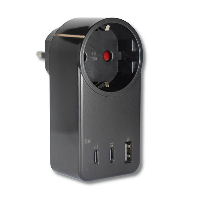 Tradim Triple Charge Elite 65W chargeur rapide USB-C avec 3 ports noir ou blanc