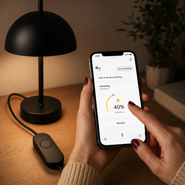Tradim 6802W Smart led snoerdimmer WiFi zwart | 1-100W
