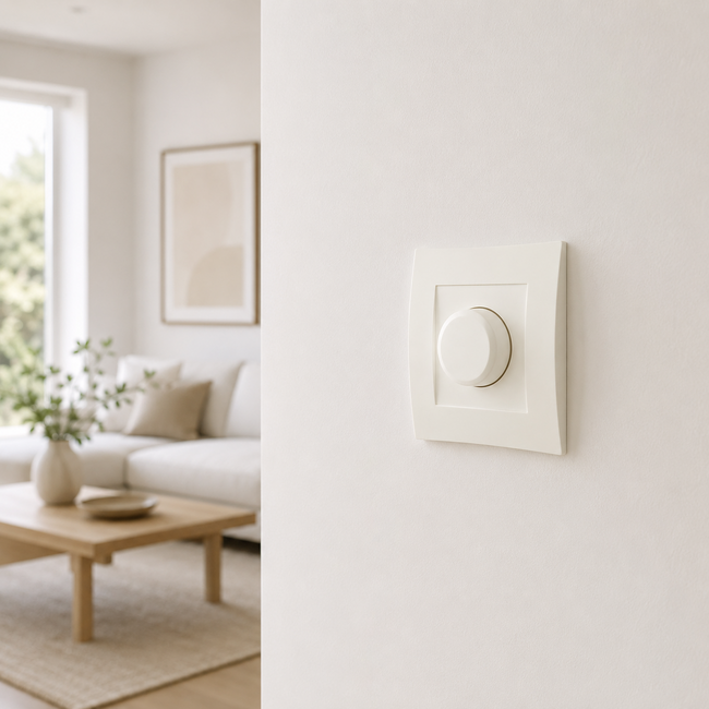 230V muurdimmer voor halogeen & gloeilampen 35-300W – Incl. afdekplaat en dimmerknop | Tradim 2331