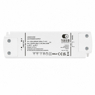 Tradim Dimmable 24V LED Driver 36W for LED Strips and Lamps | Tradim LD36CV24D