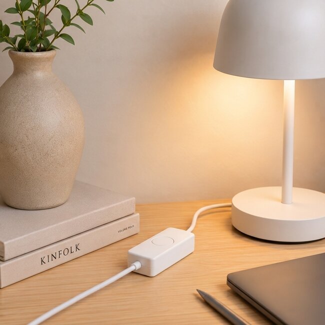 Tradim Schnurdimmer 230V für LED, Halogen und Glühlampen, 2-100W, mit Druckknopf, erhältlich in transparent, weiß und schwarz, mit und ohne Kabel