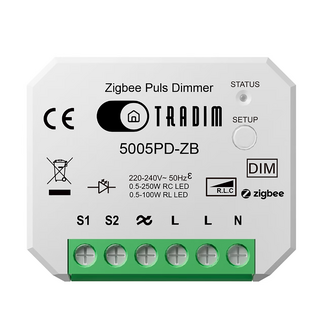 Tradim Tradim 5005PD-ZB Variateur Zigbee à Bouton Poussoir 250W LED – Smart Dimmer Compact
