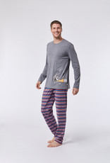 Woody Jongens-Heren pyjama, grijs mélange