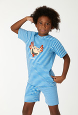 Woody Unisex Pyjama, hemelblauw-blauw  gestreept