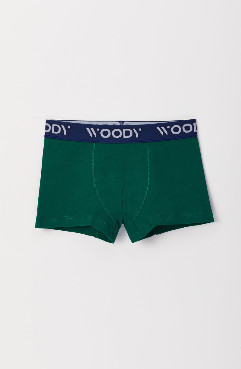 Woody Jongens Boxer, duopack groen + lichtgroen fijn gestreept