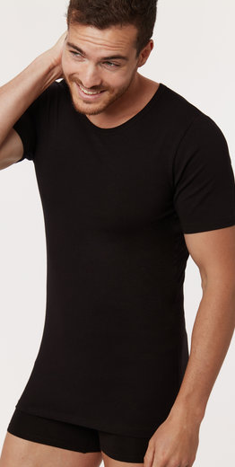 Woody T-shirt round neck, zwart